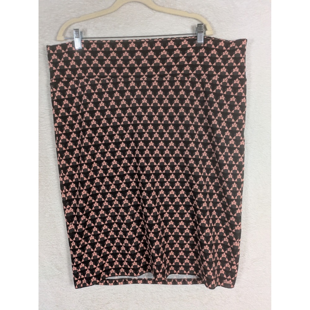 LuLaRoe Skirt Women's 3XL Pink Black Minnie Mouse Geometric Bow Pencil Stretch